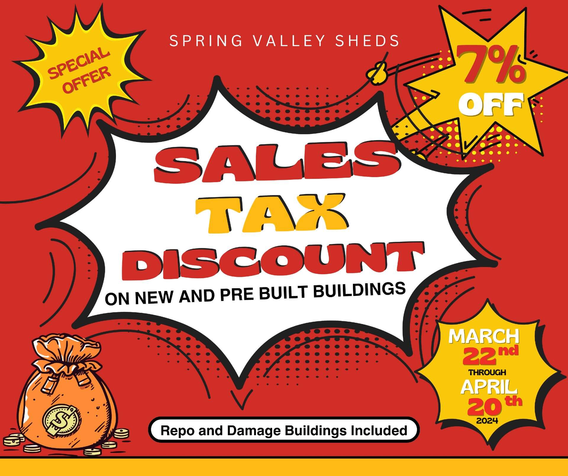 Martin's Mini Barns Iowa Spring Valley Sheds March 2024 Sales Tax Discount