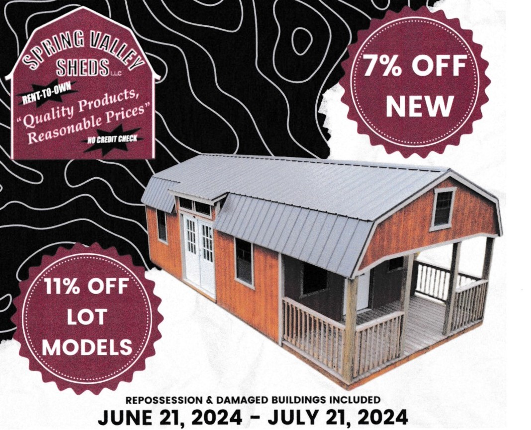 Martin's Mini Barns Iowa Spring Valley Sheds Sale June 21 - July 21, 2024